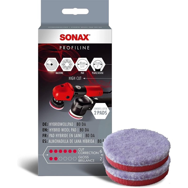 Sonax Hybrid Wool Pad 80 DA – 3 Inch – Pack Of 2