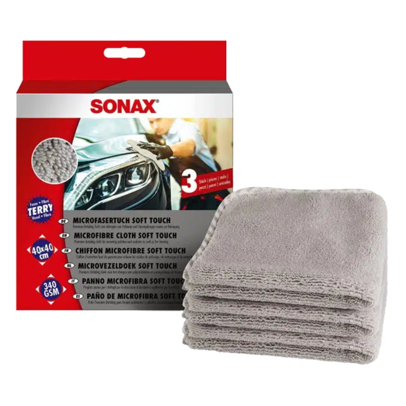 Sonax Microfiber Grey Towels – 16×16 – 3 Pcs
