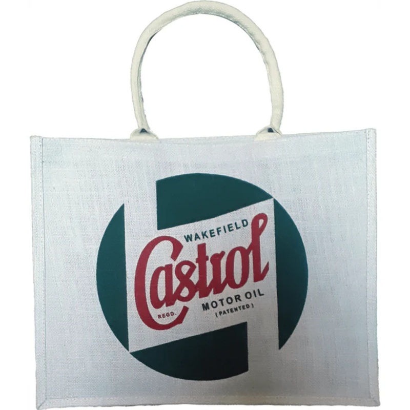 Castrol Classic Short Handle Jute Shopper – White