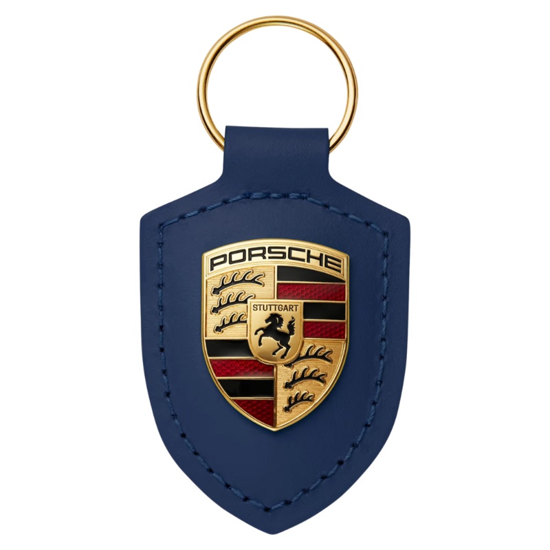 Essential Porsche Crest Blue Keyring – 80 mm x 41 mm x 8 mm