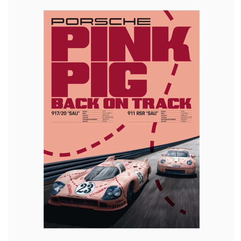 Porsche 917 Pink Pig Motif Racing Poster Set – 2 Pieces