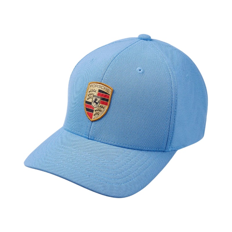 Porsche Crest Badge Unisex Flexfit Baseball Light Blue Cap