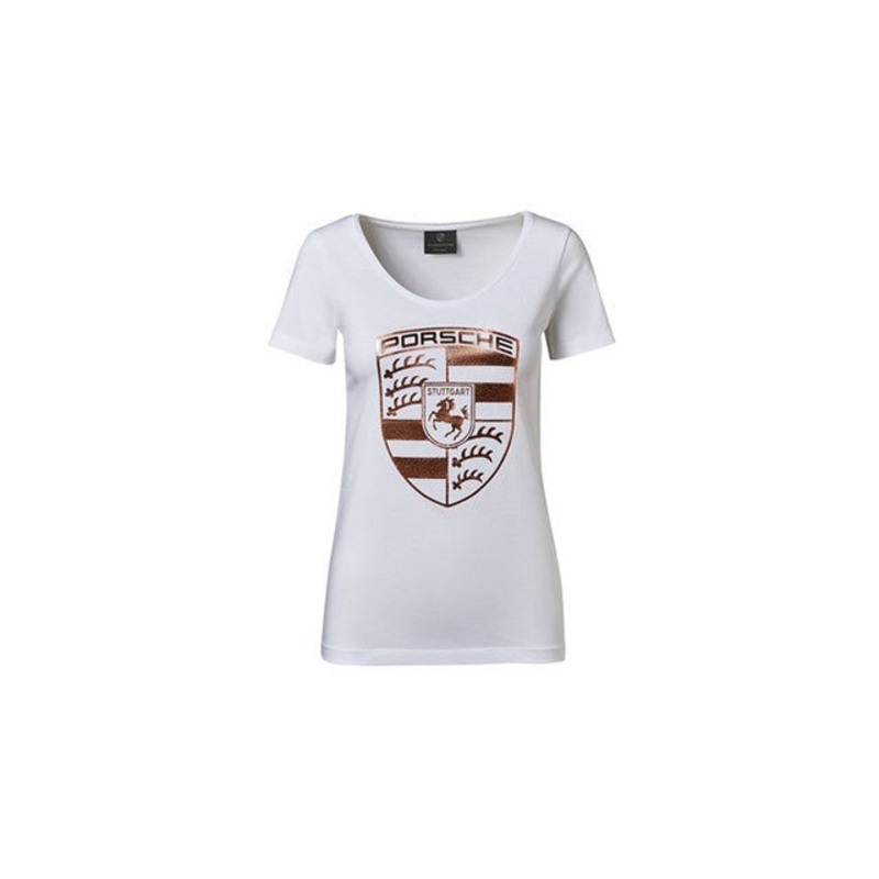 Porsche Textiles Women Round Neckline White T-Shirt – XS