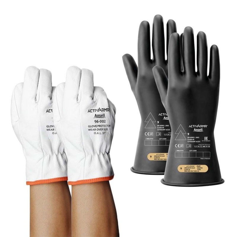 Electrical Insulating And Leather Protector 3 Glove Set