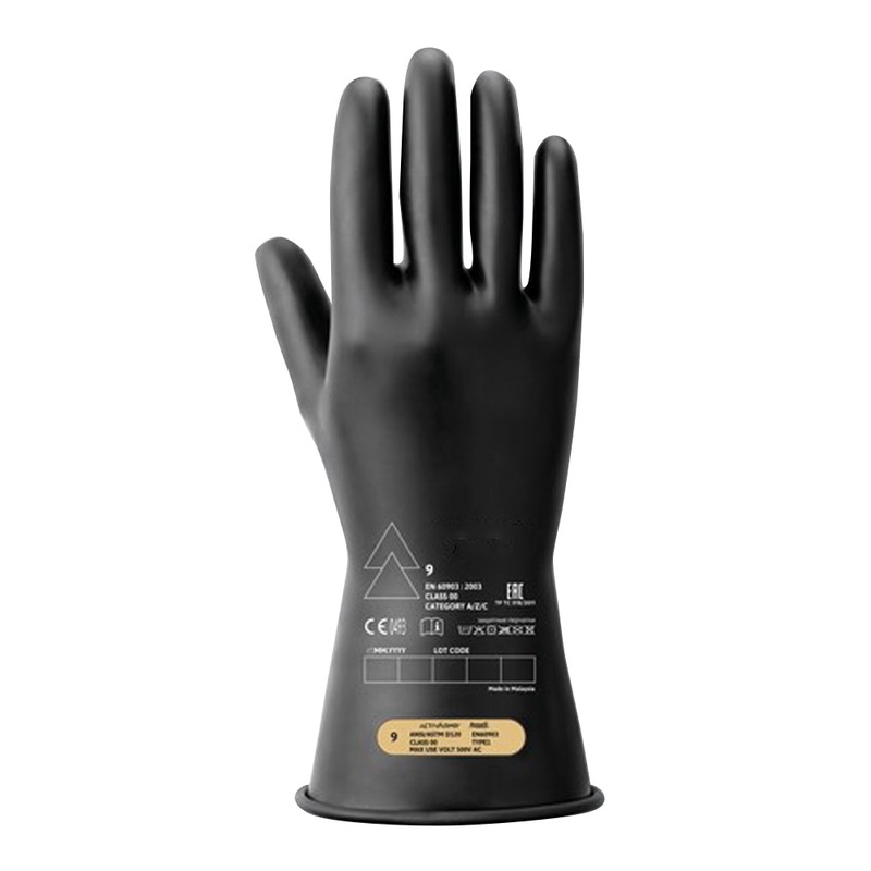 Electrical Insulating Black Gloves – Class 0 – Size 8