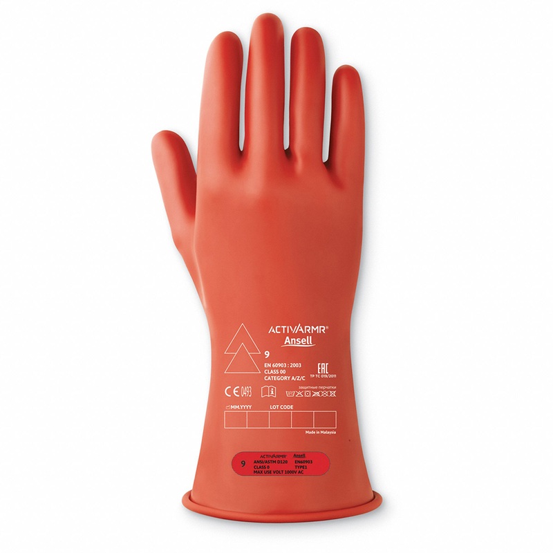 Electrical Insulating Red Gloves – Class 0 – Size 10