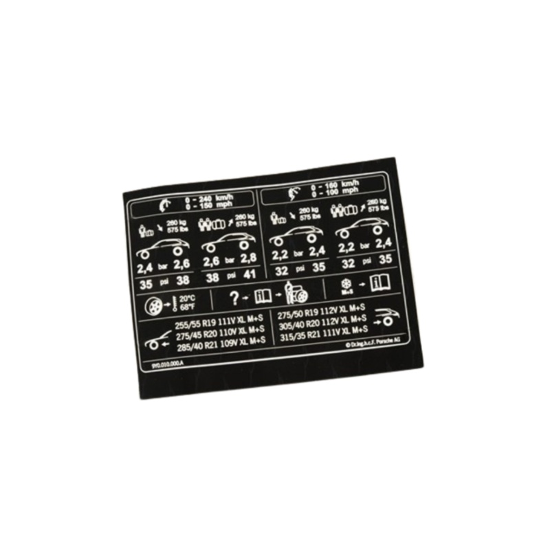 Tyre Pressure Data Plate – Cayenne | 2019-2023