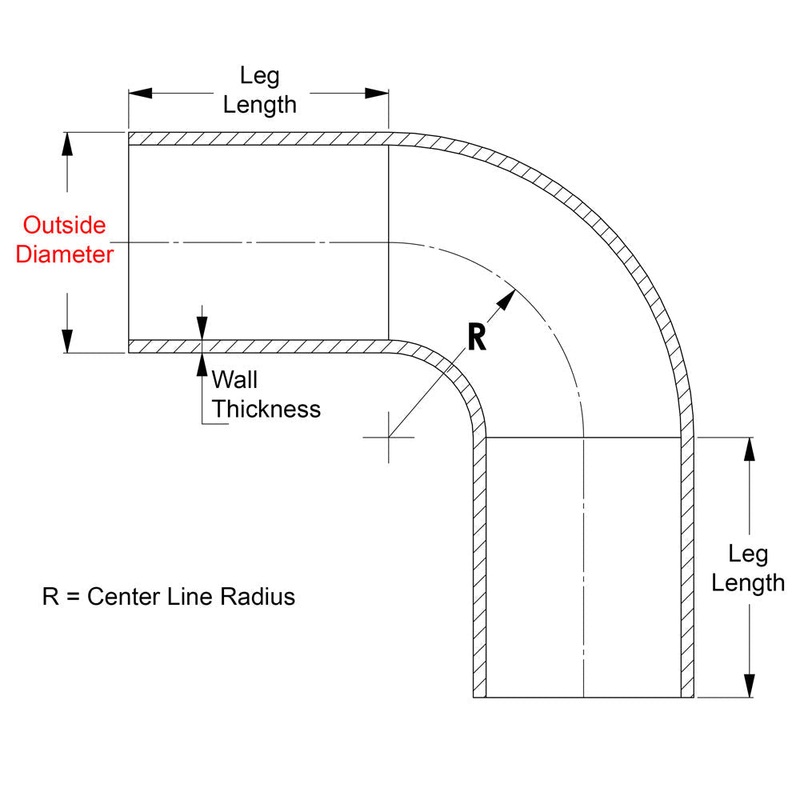 HPS 3 OD 90 Degree Bend 6061 Aluminum Pipe Tubing | Universal (AT90-300-CLR-4)
