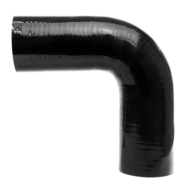HPS 7/8 High Temp 4-ply Reinforced Silicone 90 Elbow Coupler Hose | Universal (HTSEC90-087-L6-BLK)