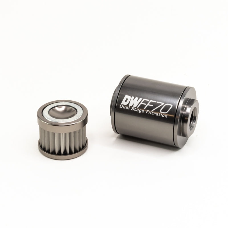 DeatschWerks Stainless Steel 10AN 10 Micron Universal Inline Fuel Filter Housing Kit 70mm (8-03-070-010K)
