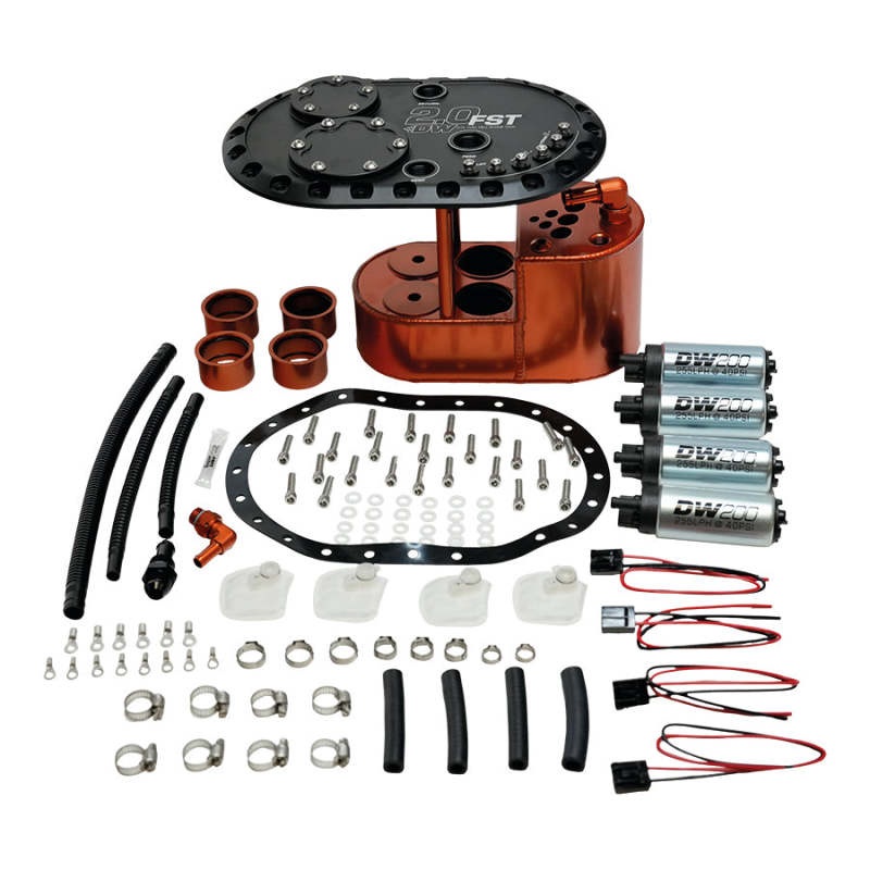 Deatschwerks 2.0L Staged Fuel Cell Surge Tank Includes 4 DW200 Fuel Pumps (6-201-20FST)