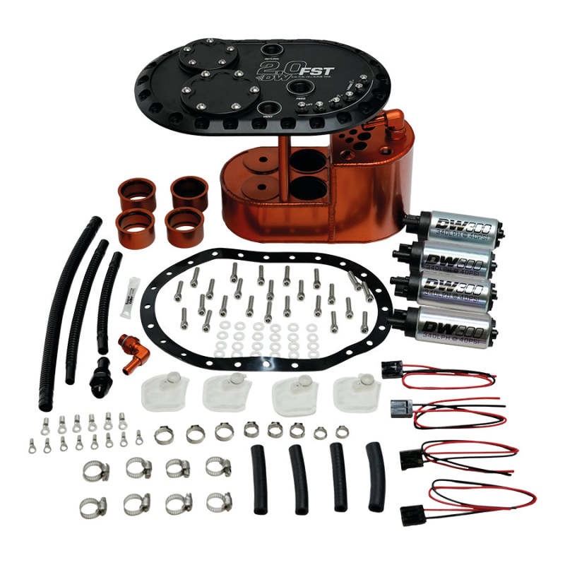 Deatschwerks 2.0L Staged Fuel Cell Surge Tank Includes 4 DW300 Fuel Pumps (6-301-20FST)