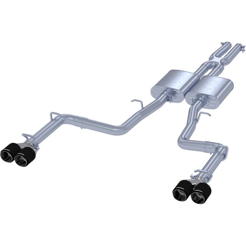 MBRP 2.5-Inch Street Profile Quad Exit Cat-Back Exhaust w/ Carbon Fiber Tips | 2015 – 2023 Dodge Challenger V6 (S71113CF)