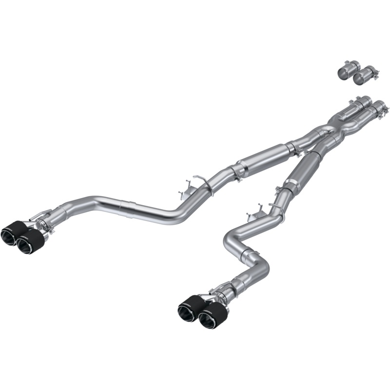 MBRP 3-Inch Street Profile Quad Exit Cat-Back Exhaust w/ Carbon Fiber Tips | 2017 – 2023 Dodge Challenger (S71133CF)
