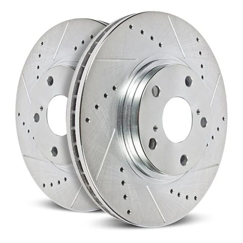 Power Stop Front Evolution Drilled & Slotted Rotors – Pair | 2022+ Volkswagen Golf GTI Mk8 & 2015-2018 Audi S3  (EBR1497XPR)