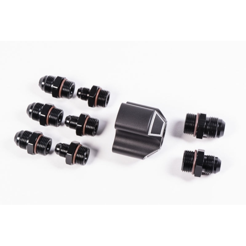 Radium Engineering 3 Into 1 Distribution Block W/ Fittings | Universal (20-0237)