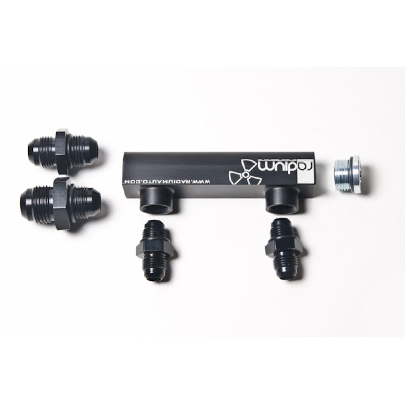 Radium Engineering Universal 4-Port Manifold – Black W/ Logo | Universal (20-0062)