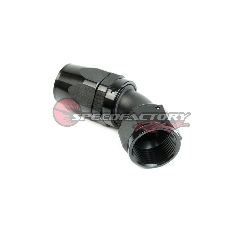 SpeedFactory Racing -10 AN Black Anodized Hose End Fitting – 45 Degree (SF-11-310-45)