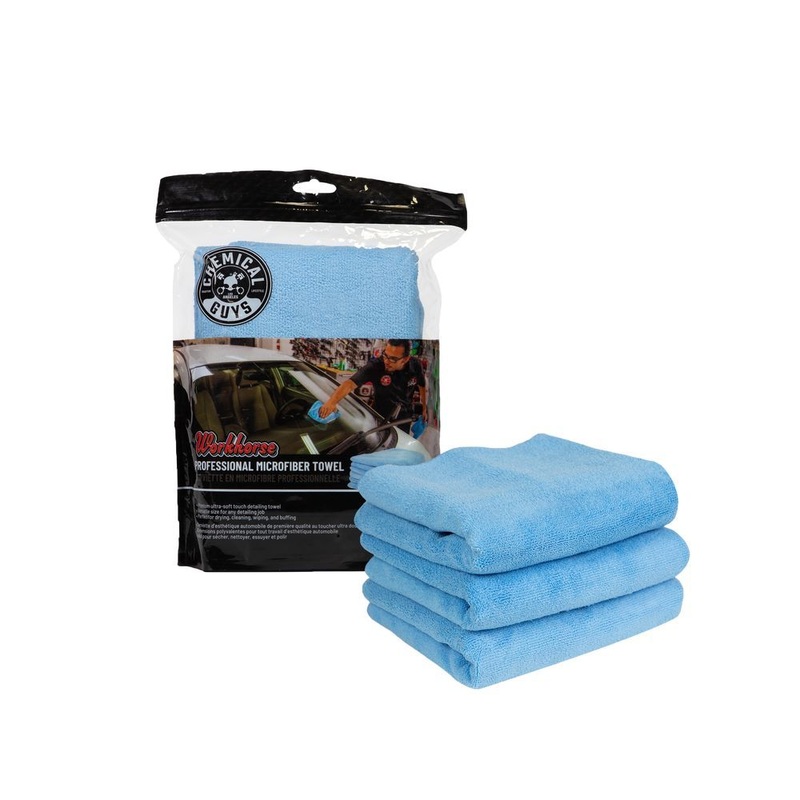 Chemical Guys 16inch x 16inch Blue Workhorse Professional Microfiber Towel | Universal (MICBLUE03)