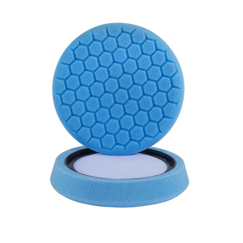 Chemical Guys 7.5  Self-Centered Hex-Logic Light Cleaning Glazes and Gloss Enhancing Pad Blue  | Universal (BUFX_105HEX)