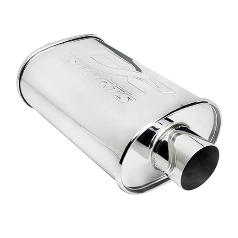 DC Sports Universal Oval Muffler – 2.5 Inlet/3.0 Outlet (DCMU-2503-ST)