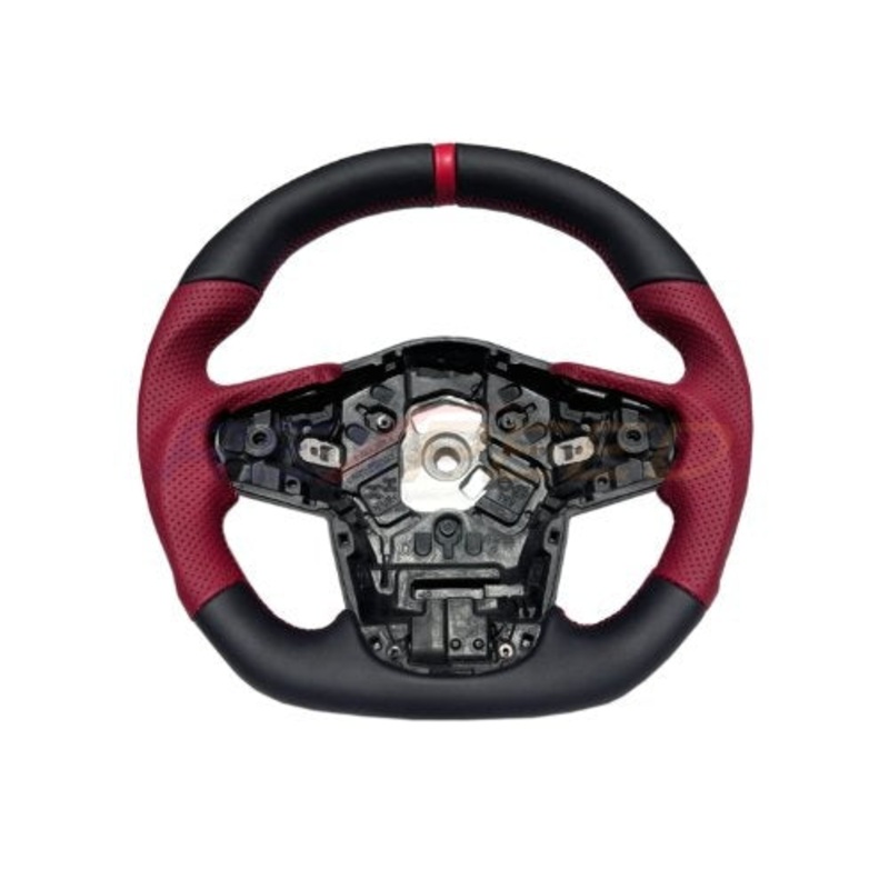 Rexpeed Gloss Forged Carbon Fiber Red Leather Steering Wheel | 2020-2026 Toyota Supra (TS47R-FCM)